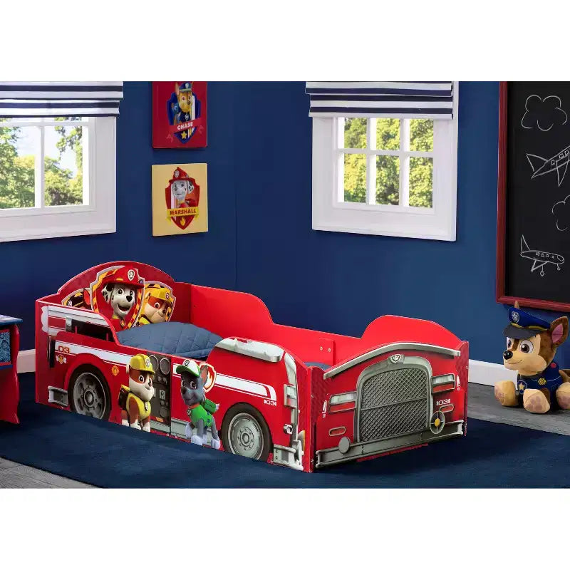 Lit d'enfant en bois pour tout-petits -: Lit d'enfant multicolore, cadre en plastique
