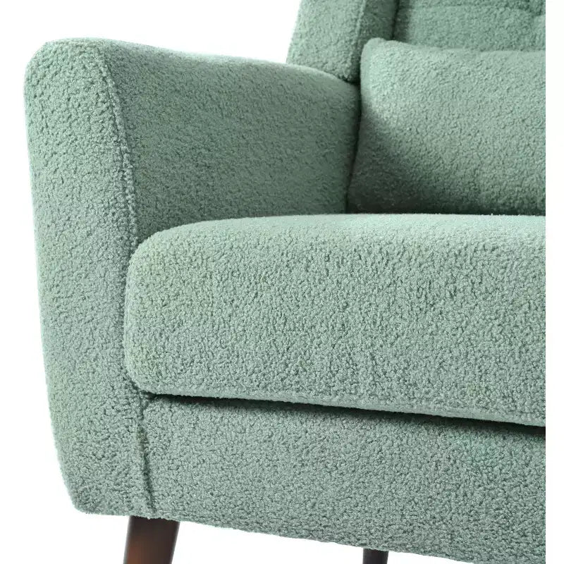 Fauteuil d'appoint en chenille fine pour salon, fauteuil de lecture avec revêtement doux et coussin, fauteuil avec pieds en bois massif pour salon, chambre à coucher