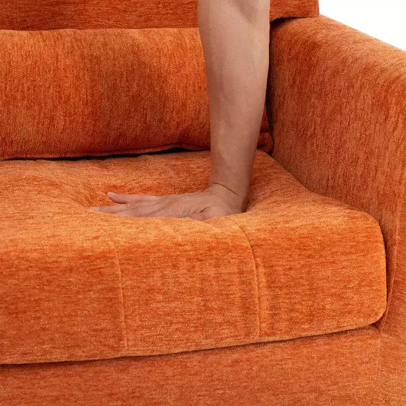Fauteuil d'appoint en chenille fine pour salon, fauteuil de lecture avec revêtement doux et coussin, fauteuil avec pieds en bois massif pour salon, chambre à coucher
