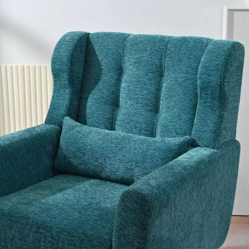 Fauteuil d'appoint en chenille fine pour salon, fauteuil de lecture avec revêtement doux et coussin, fauteuil avec pieds en bois massif pour salon, chambre à coucher