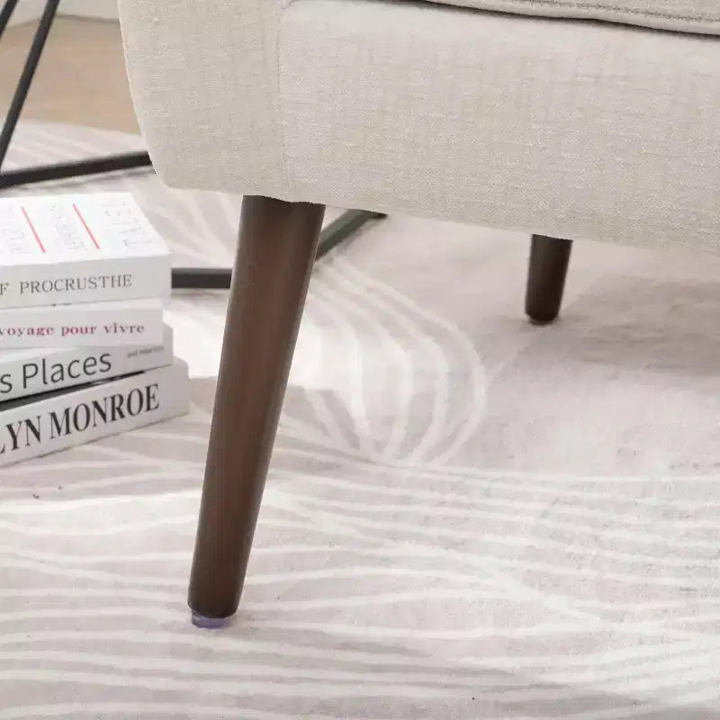 Fauteuil d'appoint en chenille fine pour salon, fauteuil de lecture avec revêtement doux et coussin, fauteuil avec pieds en bois massif pour salon, chambre à coucher