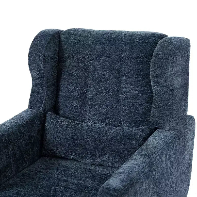 Fauteuil d'appoint en chenille fine pour salon, fauteuil de lecture avec revêtement doux et coussin, fauteuil avec pieds en bois massif pour salon, chambre à coucher