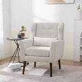Fauteuil d'appoint en chenille fine pour salon, fauteuil de lecture avec revêtement doux et coussin, fauteuil avec pieds en bois massif pour salon, chambre à coucher