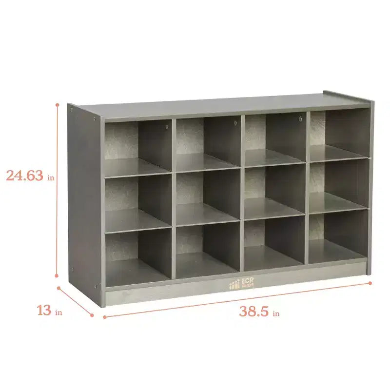 Meuble de rangement mobile à 12 casiers et 15 bacs frontaux, 3x4, Meuble pour enfants