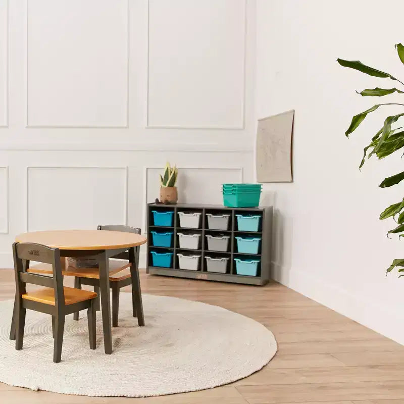 Meuble de rangement mobile à 12 casiers et 15 bacs frontaux, 3x4, Meuble pour enfants