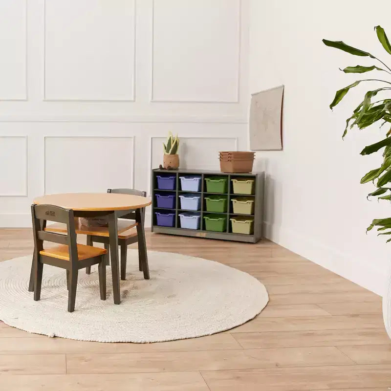 Meuble de rangement mobile à 12 casiers et 15 bacs frontaux, 3x4, Meuble pour enfants