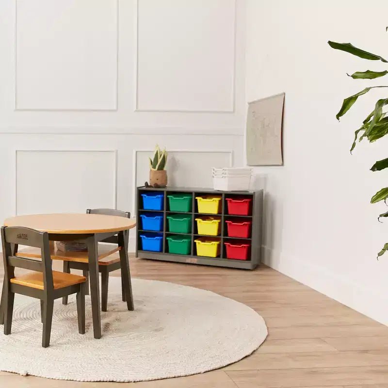 Meuble de rangement mobile à 12 casiers et 15 bacs frontaux, 3x4, Meuble pour enfants