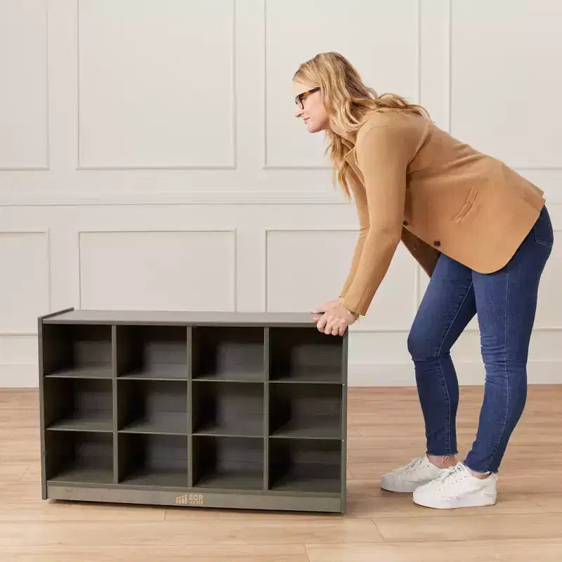 Meuble de rangement mobile à 12 casiers et 15 bacs frontaux, 3x4, Meuble pour enfants