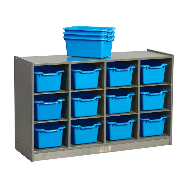 Meuble de rangement mobile à 12 casiers et 15 bacs frontaux, 3x4, Meuble pour enfants