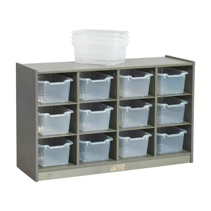Meuble de rangement mobile à 12 casiers et 15 bacs frontaux, 3x4, Meuble pour enfants