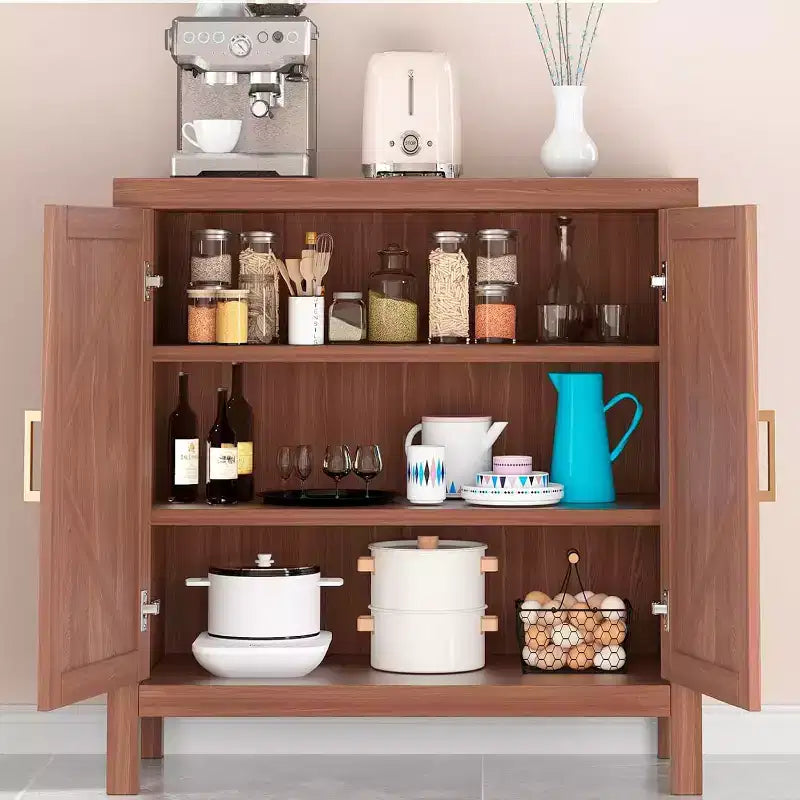 Buffet de rangement avec étagères réglables, console de style ferme à 2 portes pour cuisine, coin café, salle à manger, 35,5H x 30L x 14W