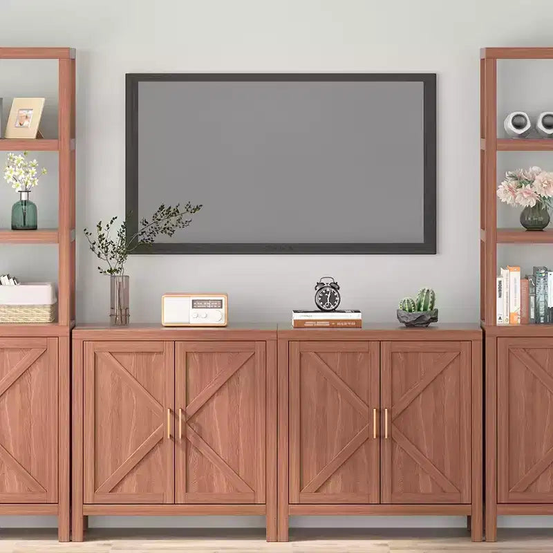 Buffet de rangement avec étagères réglables, console de style ferme à 2 portes pour cuisine, coin café, salle à manger, 35,5H x 30L x 14W