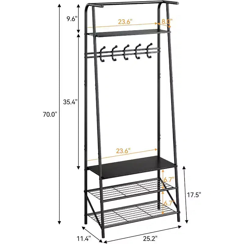 Portemanteau 4-en-1 avec banc et rangement à chaussures