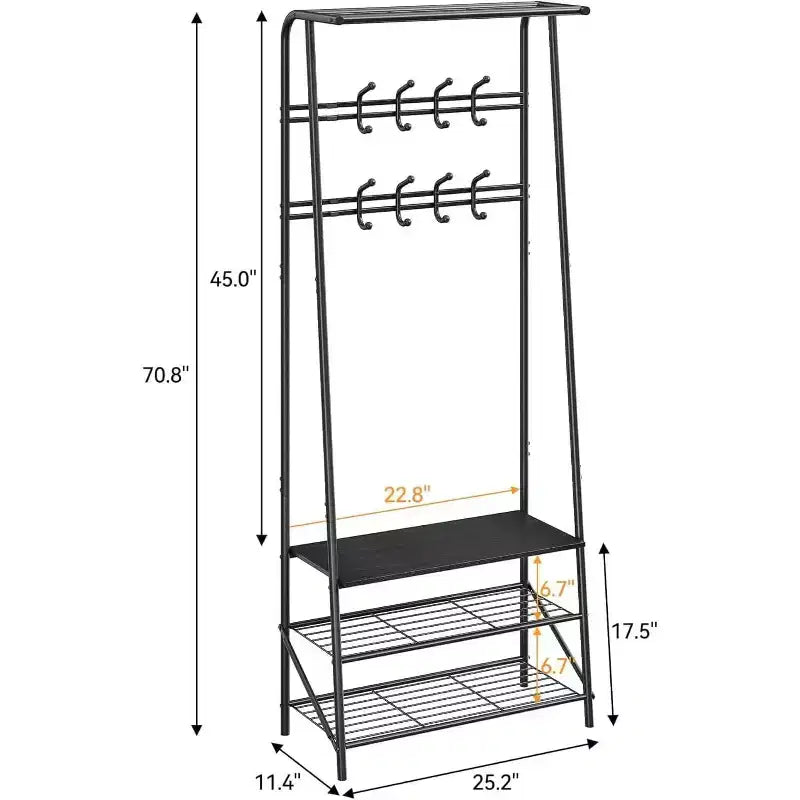 Portemanteau 4-en-1 avec banc et rangement à chaussures