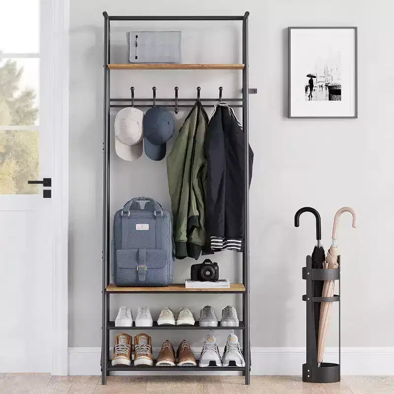 Portemanteau 4-en-1 avec banc et rangement à chaussures