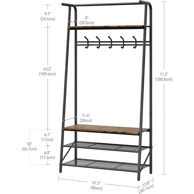 Portemanteau 4-en-1 avec banc et rangement à chaussures