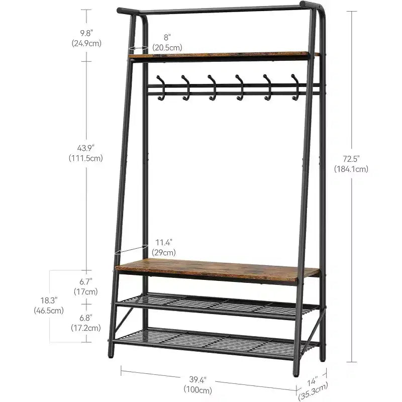 Portemanteau 4-en-1 avec banc et rangement à chaussures