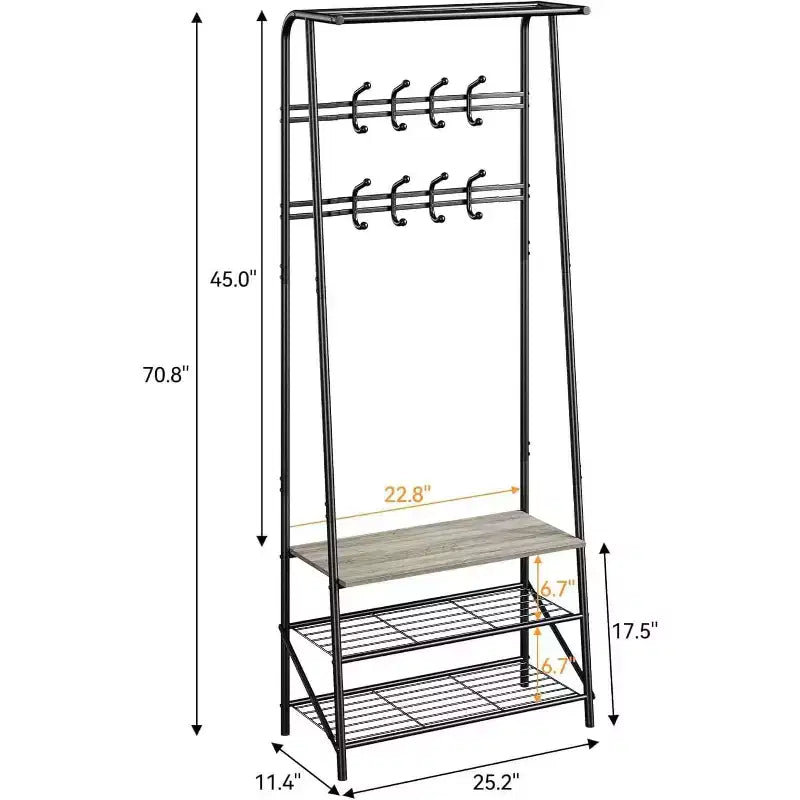 Portemanteau 4-en-1 avec banc et rangement à chaussures