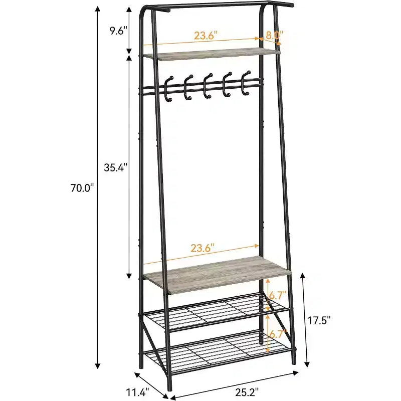 Portemanteau 4-en-1 avec banc et rangement à chaussures