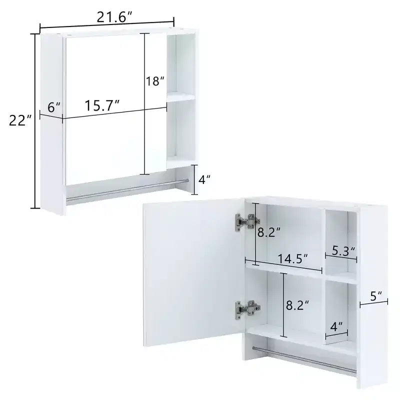 Meuble haut de salle de bain  avec miroir et porte-serviettes - Blanc