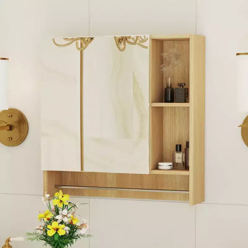 Meuble haut de salle de bain  avec miroir et porte-serviettes - Blanc