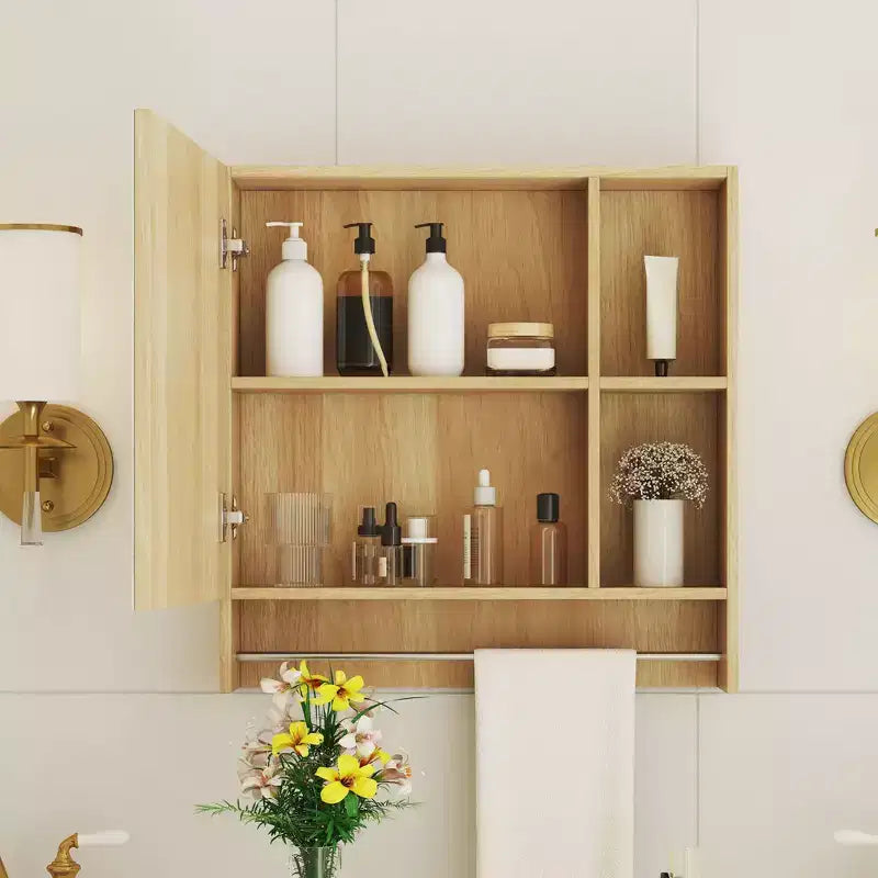 Meuble haut de salle de bain  avec miroir et porte-serviettes - Blanc