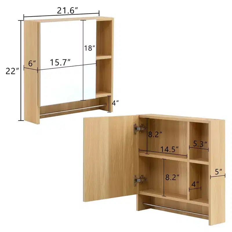 Meuble haut de salle de bain  avec miroir et porte-serviettes - Blanc