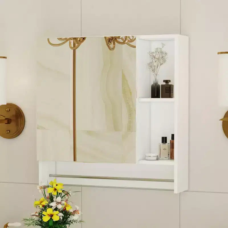 Meuble haut de salle de bain  avec miroir et porte-serviettes - Blanc