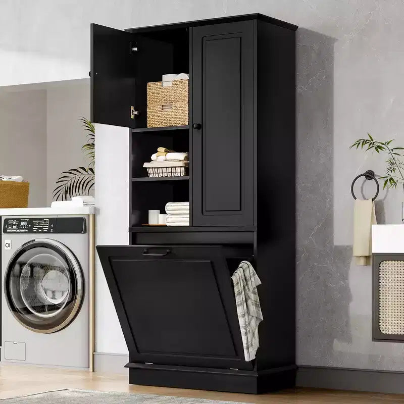 Meuble de rangement haut sur pied avec étagères réglables