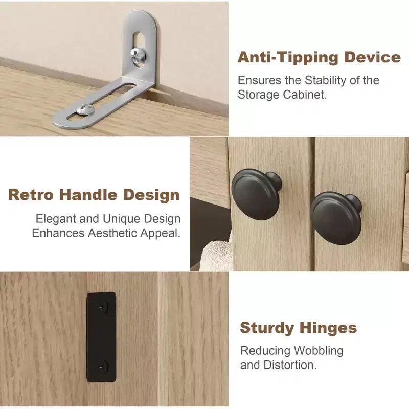 Armoire haute de rangement à 5 niveaux avec portes en verre et étagères réglables