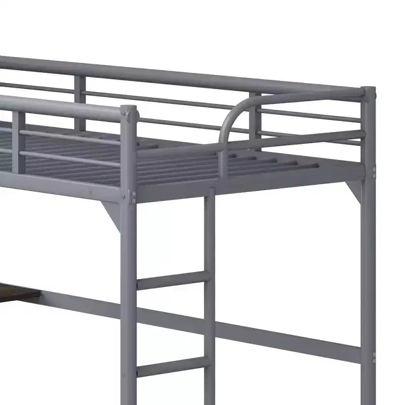 Lit mezzanine minimaliste avec bureau intégré, lit mezzanine jumeau avec échelle et garde-corps, cadres de lit pour enfants et adolescents