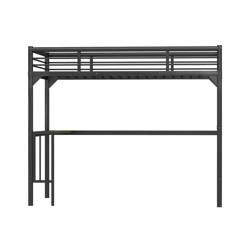 Lit mezzanine minimaliste avec bureau intégré, lit mezzanine jumeau avec échelle et garde-corps, cadres de lit pour enfants et adolescents