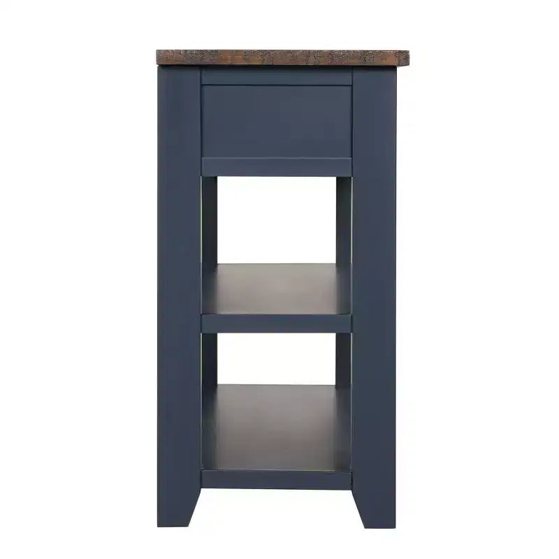 Console Rétro 48 po avec Plateau en Bois, Table d'Entrée avec 3 Tiroirs et 2 Grandes Étagères, Table d'Appoint pour Salon, Couloir