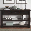 Console Rétro 48 po avec Plateau en Bois, Table d'Entrée avec 3 Tiroirs et 2 Grandes Étagères, Table d'Appoint pour Salon, Couloir