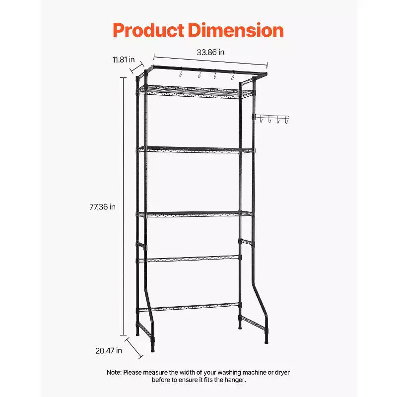 Étagère de rangement à 3 niveaux pour laveuse et sécheuse