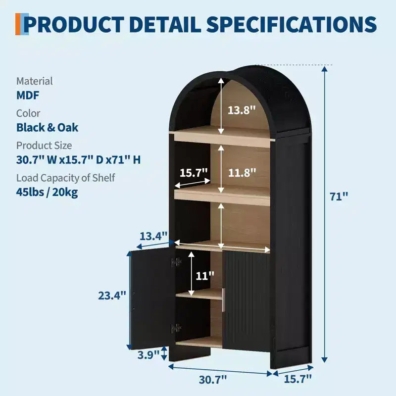 Étagère arquée à 5 niveaux avec armoire de rangement