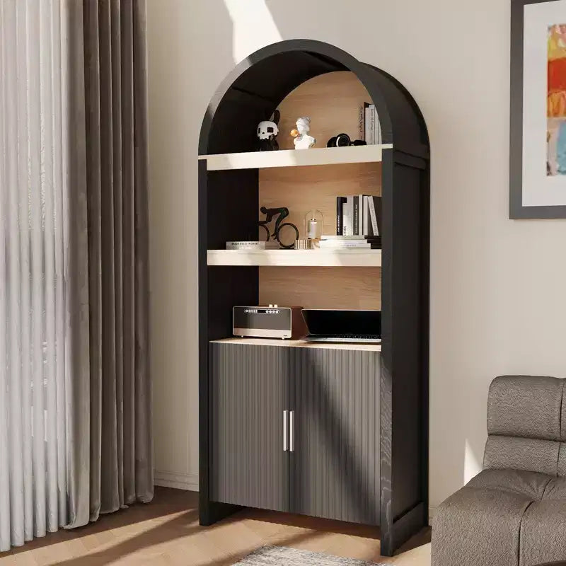 Étagère arquée à 5 niveaux avec armoire de rangement