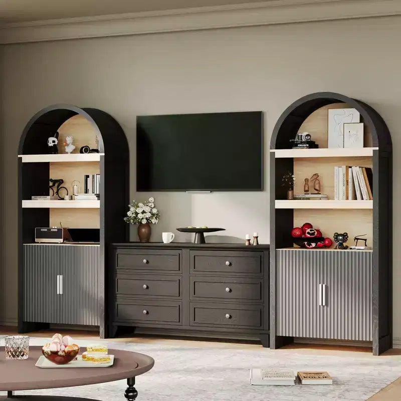 Étagère arquée à 5 niveaux avec armoire de rangement