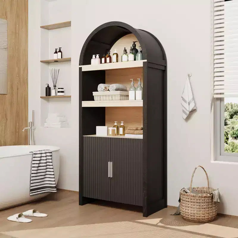 Étagère arquée à 5 niveaux avec armoire de rangement