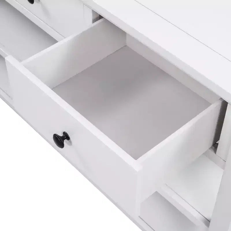 Table console rétro 50 pouces avec 3 tiroirs, table d'entrée avec cadre et pieds en bois, table de couloir avec deux étagères pour salon, foyer