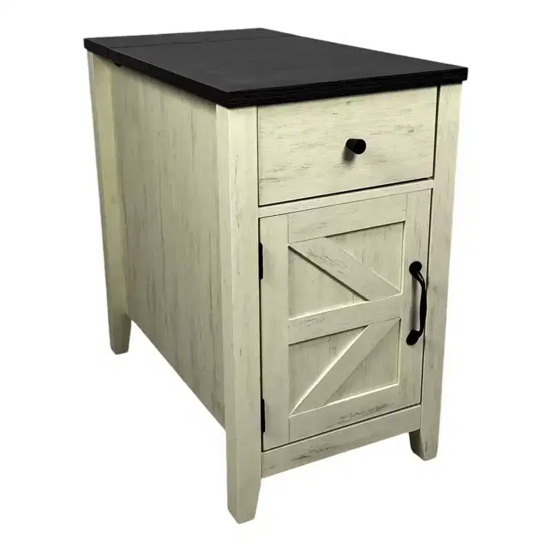 Table de chevet rustique avec tiroir et armoire à porte coulissante