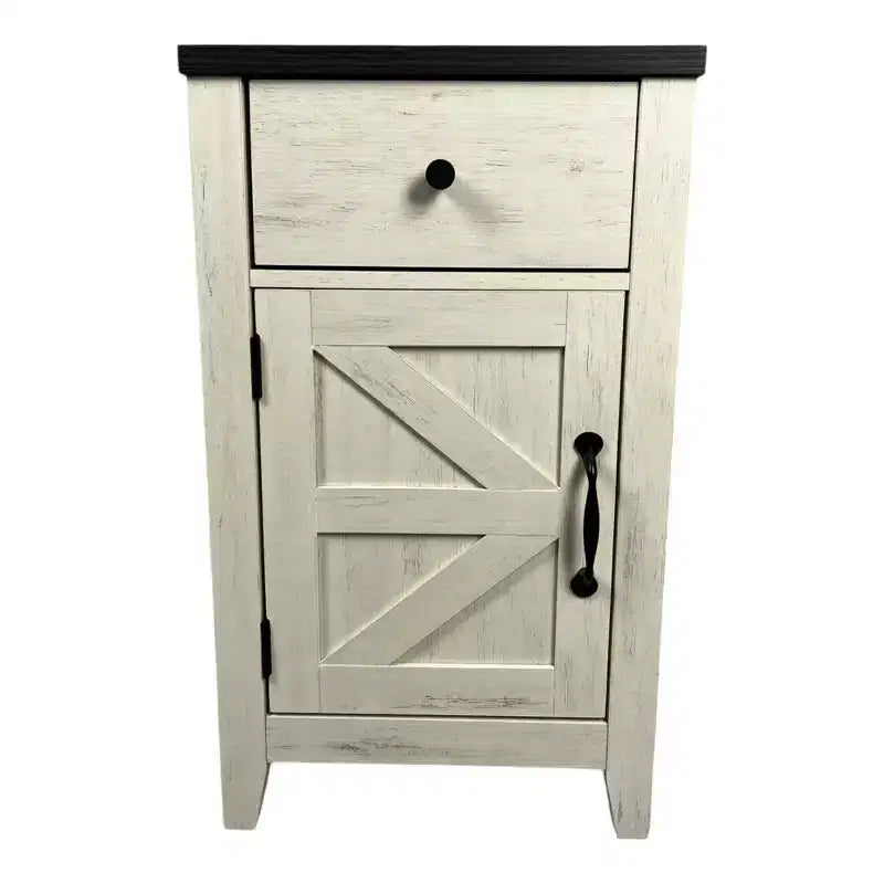 Table de chevet rustique avec tiroir et armoire à porte coulissante