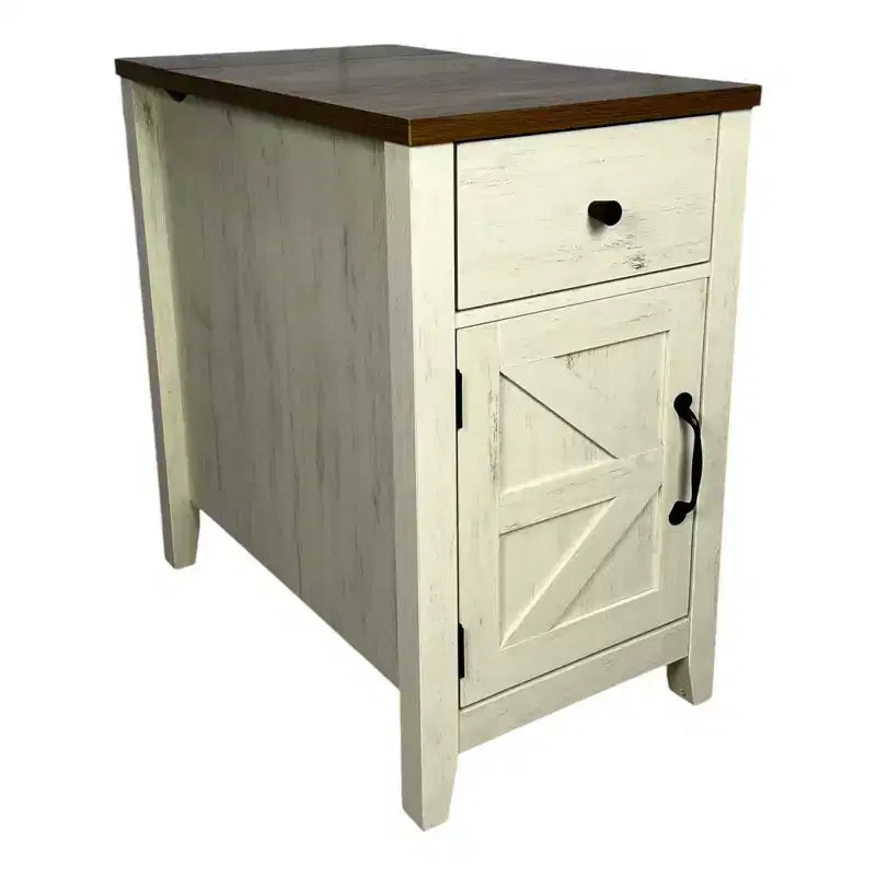 Table de chevet rustique avec tiroir et armoire à porte coulissante