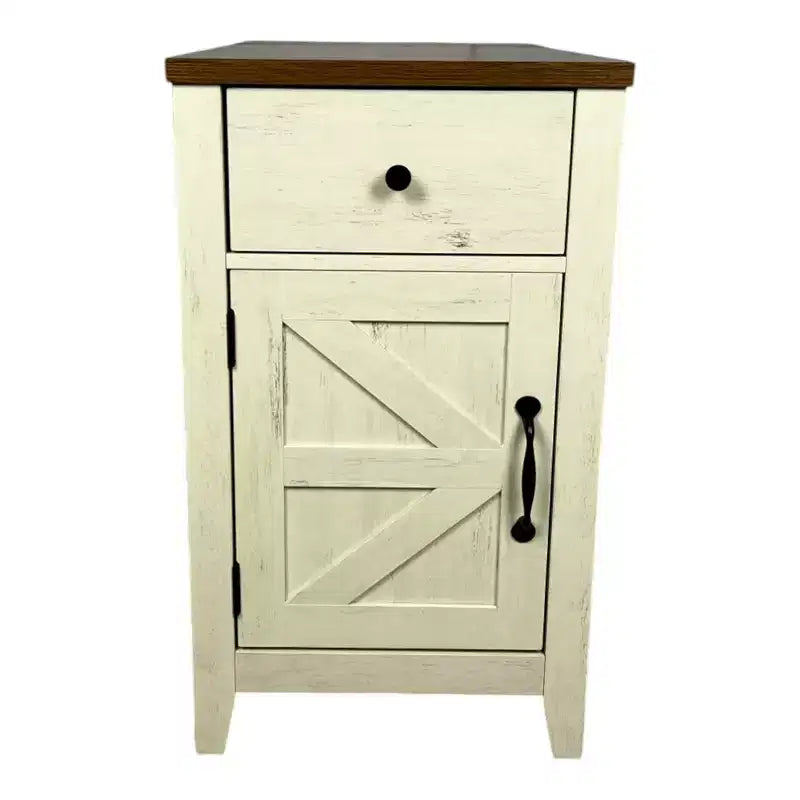 Table de chevet rustique avec tiroir et armoire à porte coulissante