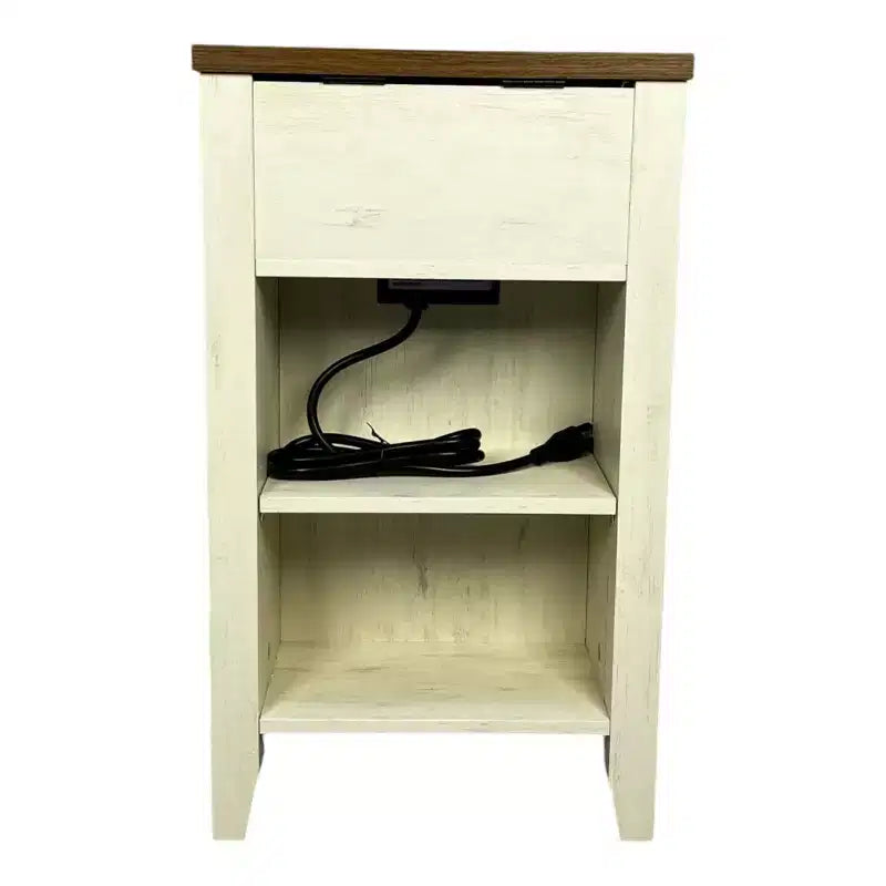 Table de chevet rustique avec tiroir et armoire à porte coulissante