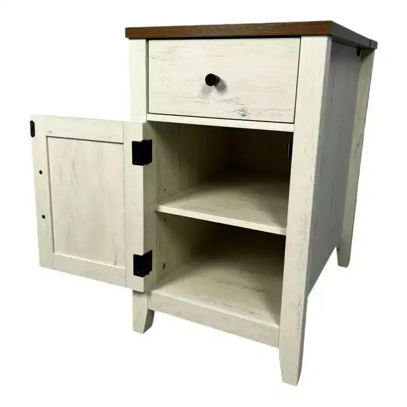 Table de chevet rustique avec tiroir et armoire à porte coulissante