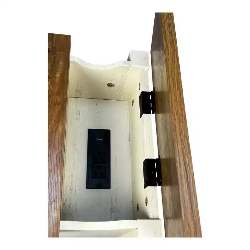 Table de chevet rustique avec tiroir et armoire à porte coulissante