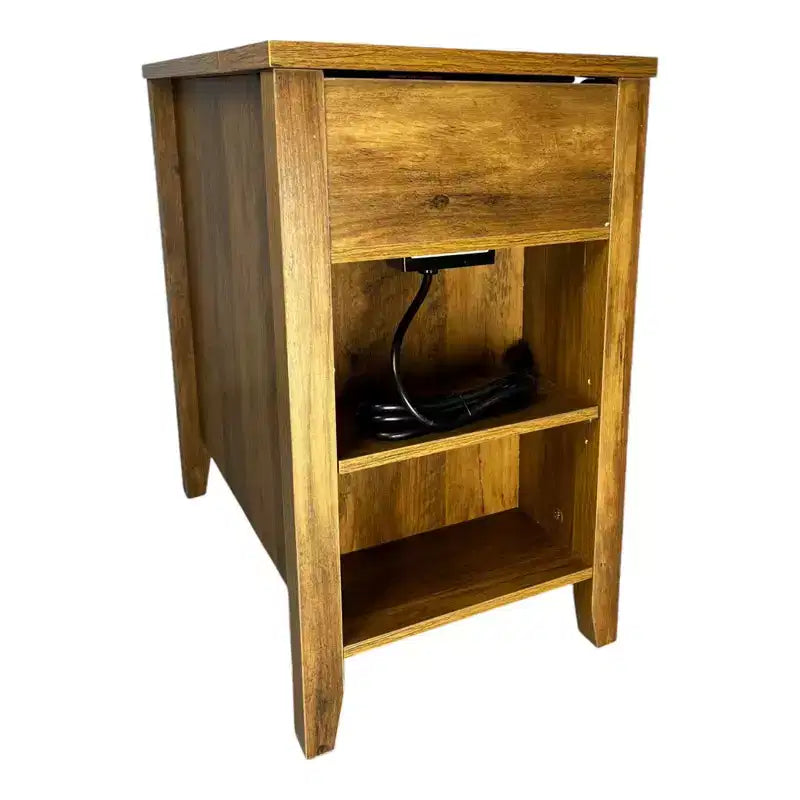 Table de chevet rustique avec tiroir et armoire à porte coulissante
