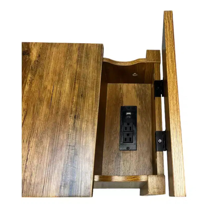 Table de chevet rustique avec tiroir et armoire à porte coulissante