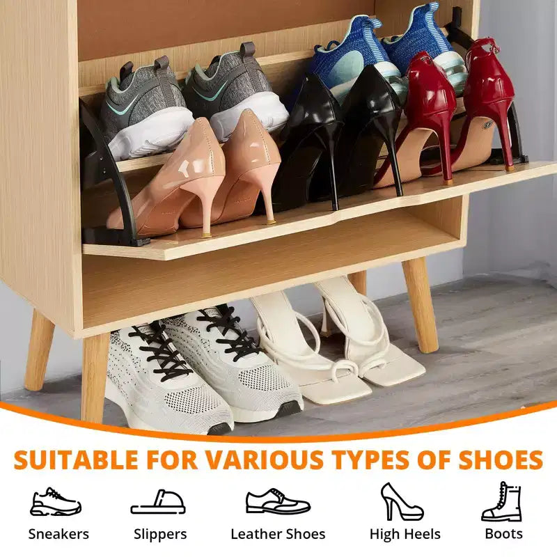 Meuble à chaussures chêne à 3 niveaux C Étroit avec tiroirs basculants en rotin pour entrée/couloir (3 tiroirs, design peu encombrant)